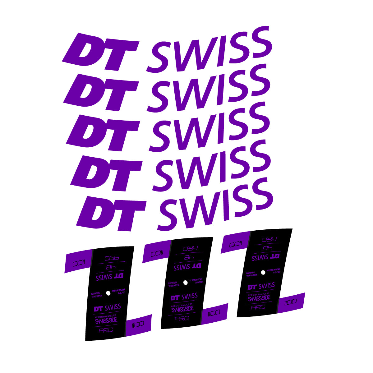 Autocollants vinyle pour jantes DT Swiss ARC 1100 48mm 2020-2026 - Violet