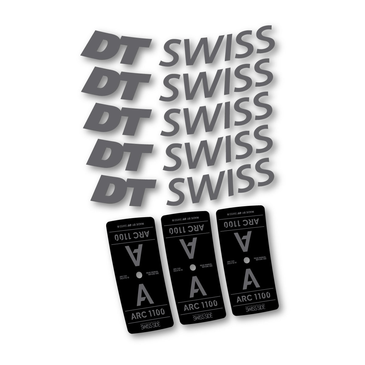 Autocollants vinyle pour jantes DT Swiss ARC 1100 55mm 2025-2026 - Gris Mystique