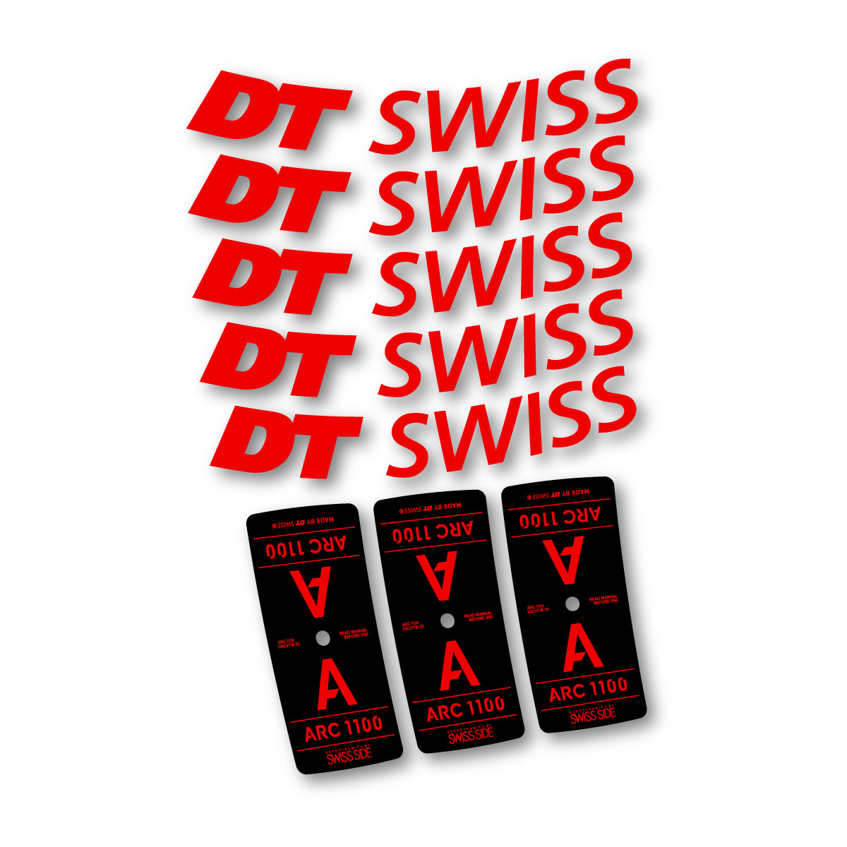 Autocollants vinyle pour jantes DT Swiss ARC 1100 55mm 2025-2026 - Rouge