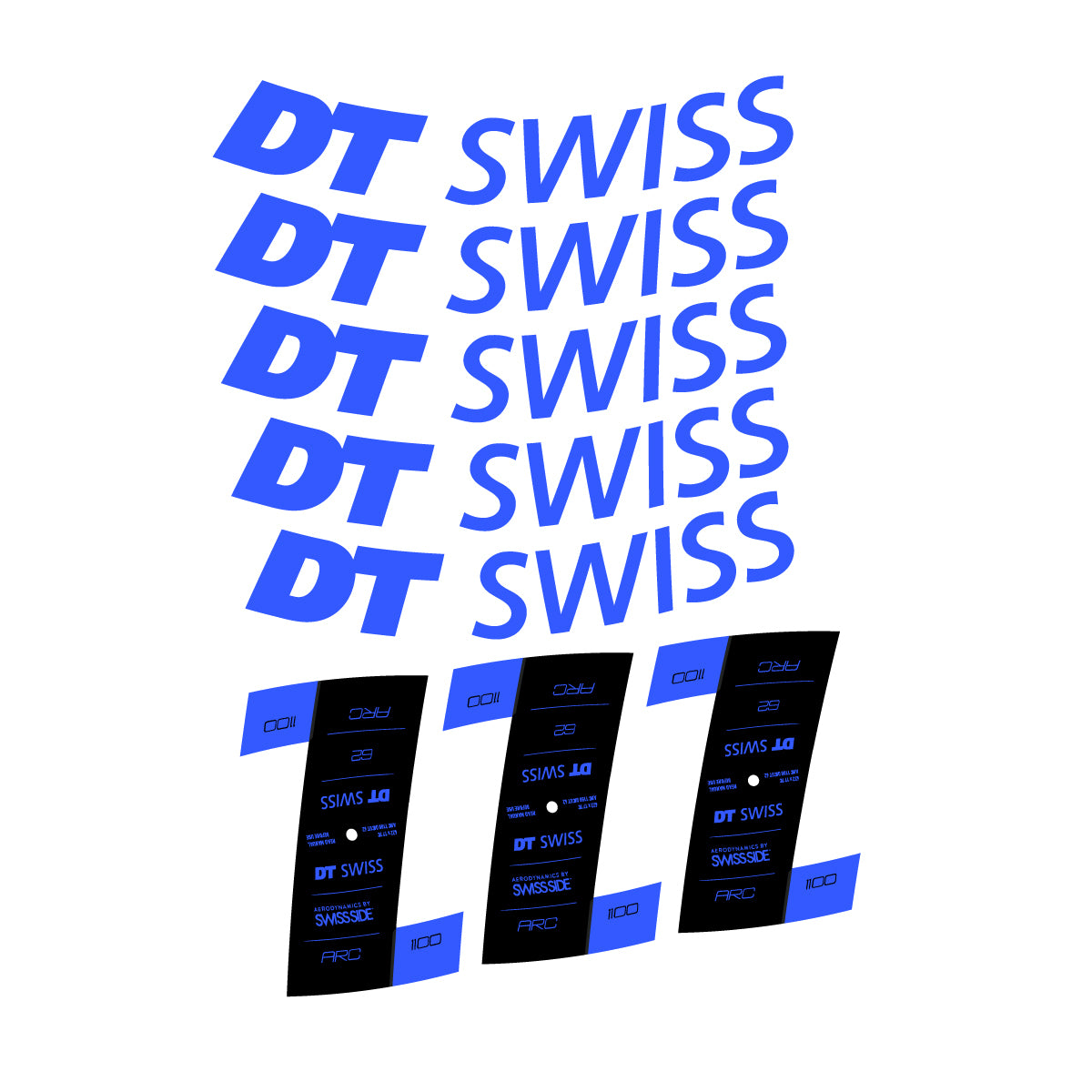 Autocollants vinyle pour jantes DT Swiss ARC 1100 62mm 2020-2026 - Bleu