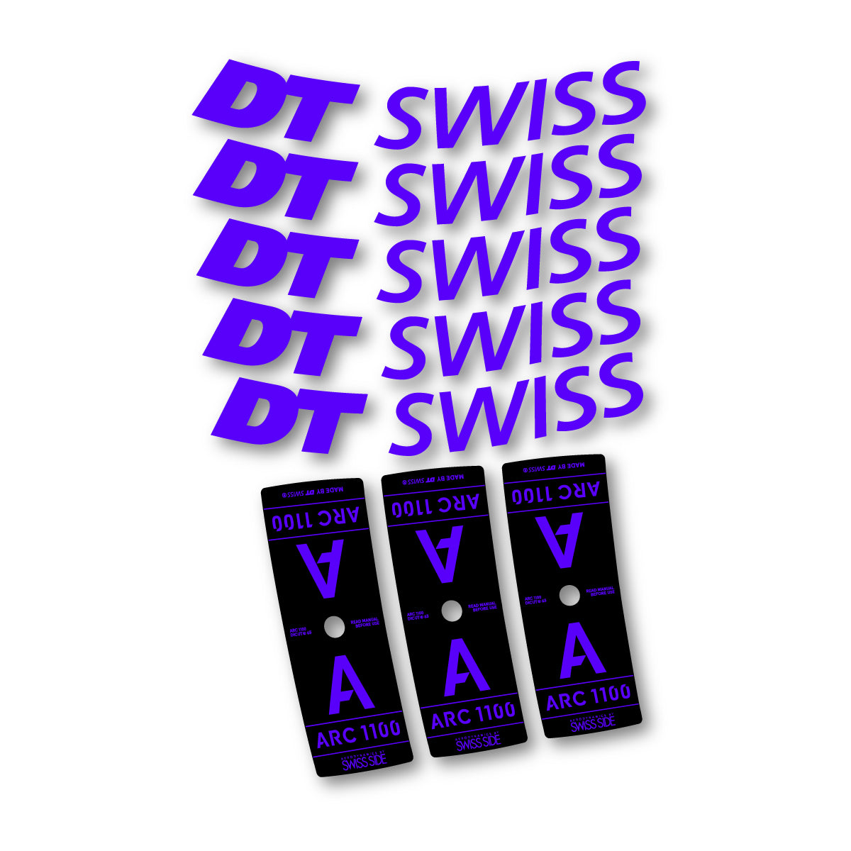 Autocollants vinyle pour jantes DT Swiss ARC 1100 65mm 2025-2026 - Bleu Reflex