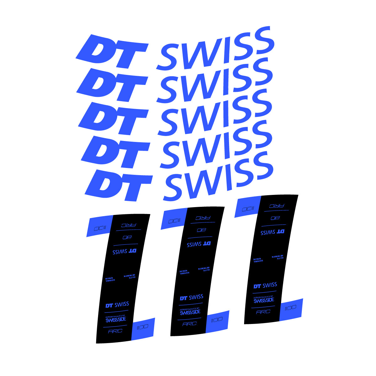Autocollants vinyle pour jantes DT Swiss ARC 1100 80mm 2020-2026 - Bleu