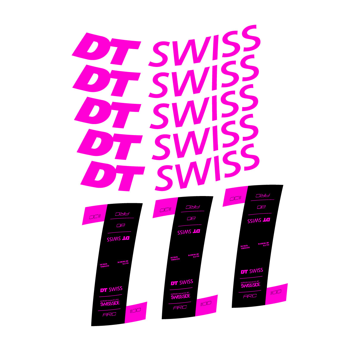 Autocollants vinyle pour jantes DT Swiss ARC 1100 80mm 2020-2026 - Fuchsia Fluo