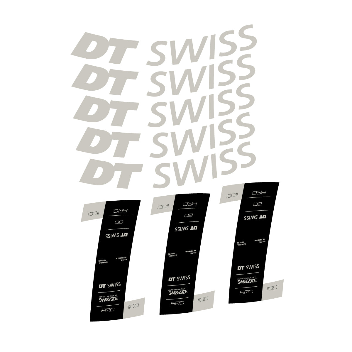 Autocollants vinyle pour jantes DT Swiss ARC 1100 80mm 2020-2026 - Gris Pastel