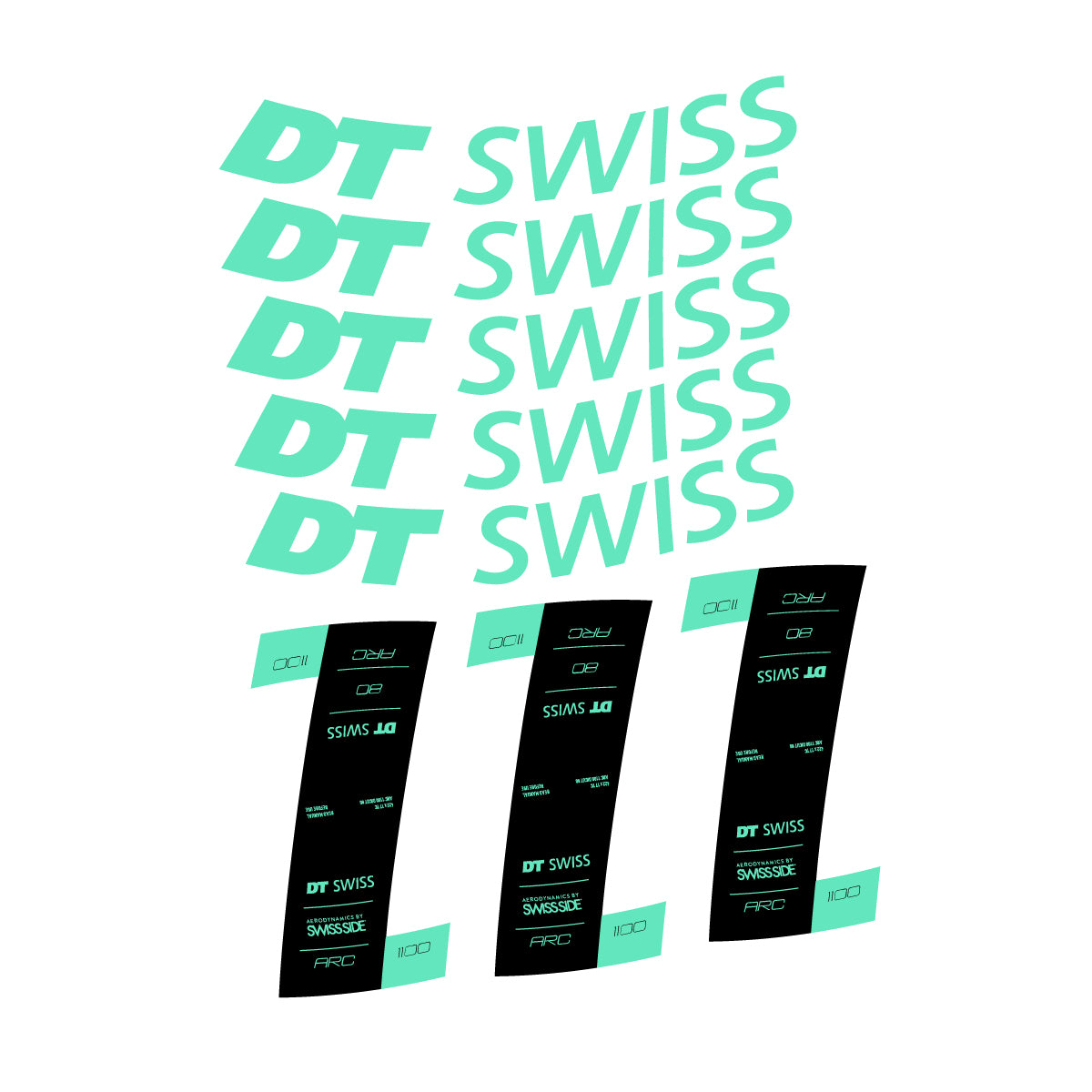 Autocollants vinyle pour jantes DT Swiss ARC 1100 80mm 2020-2026 - Vert Menthe