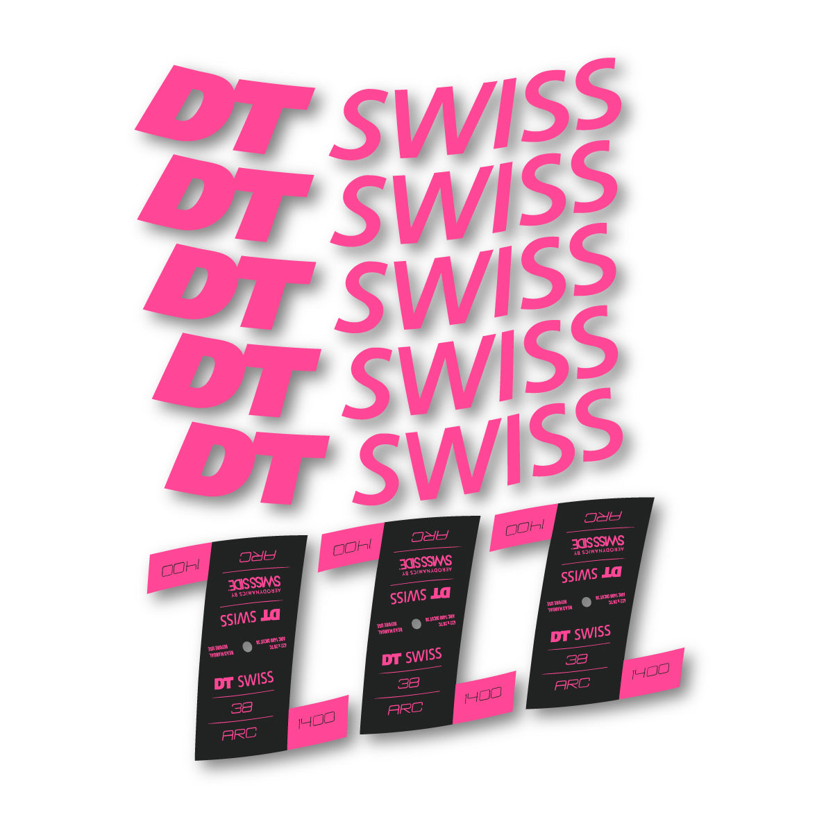 Autocollants vinyle pour jantes DT Swiss ARC 1400 38mm 2022-2025 - Rose Bonbon