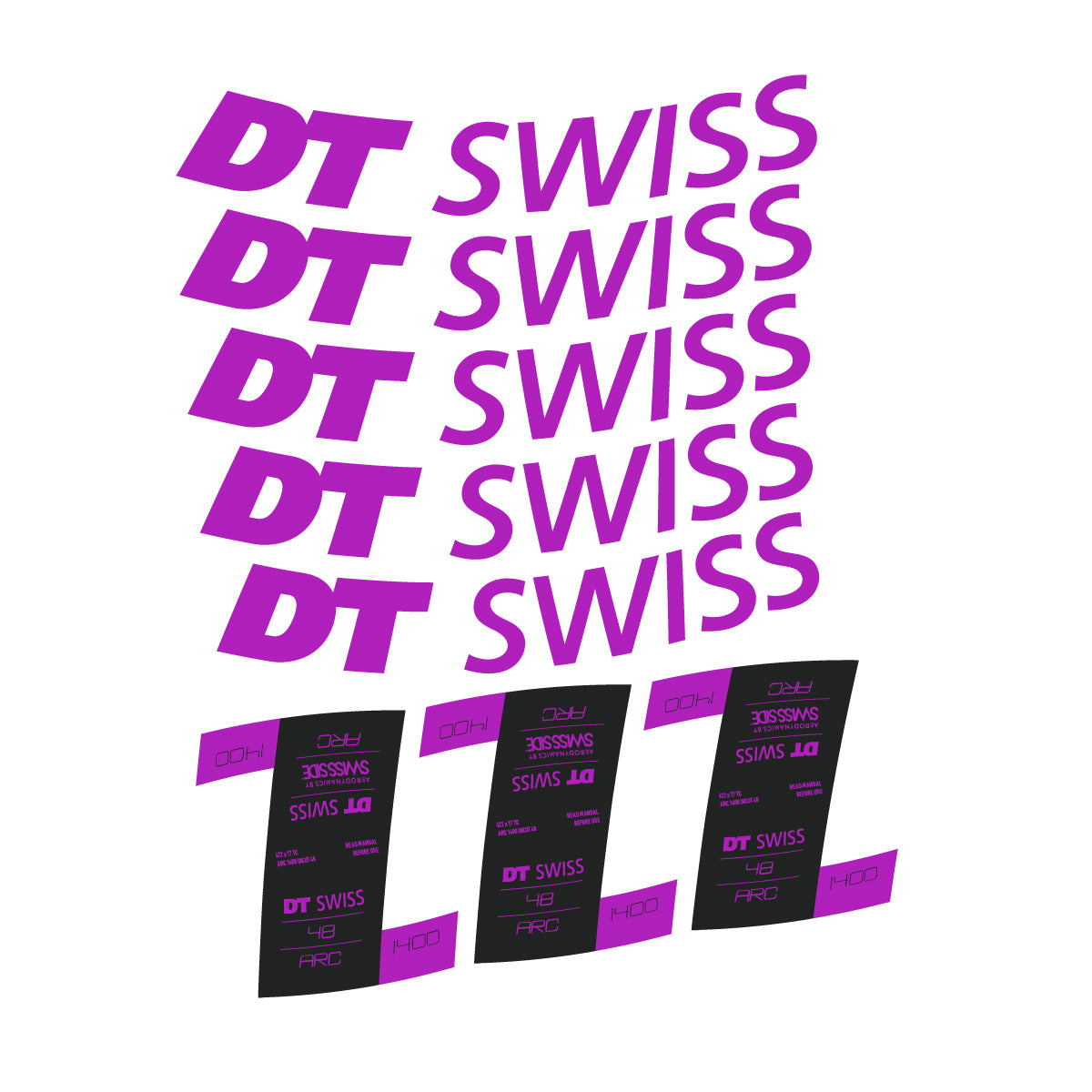Autocollants vinyle pour jantes DT Swiss ARC 1400 48mm 2020-2026 - Rose Violet