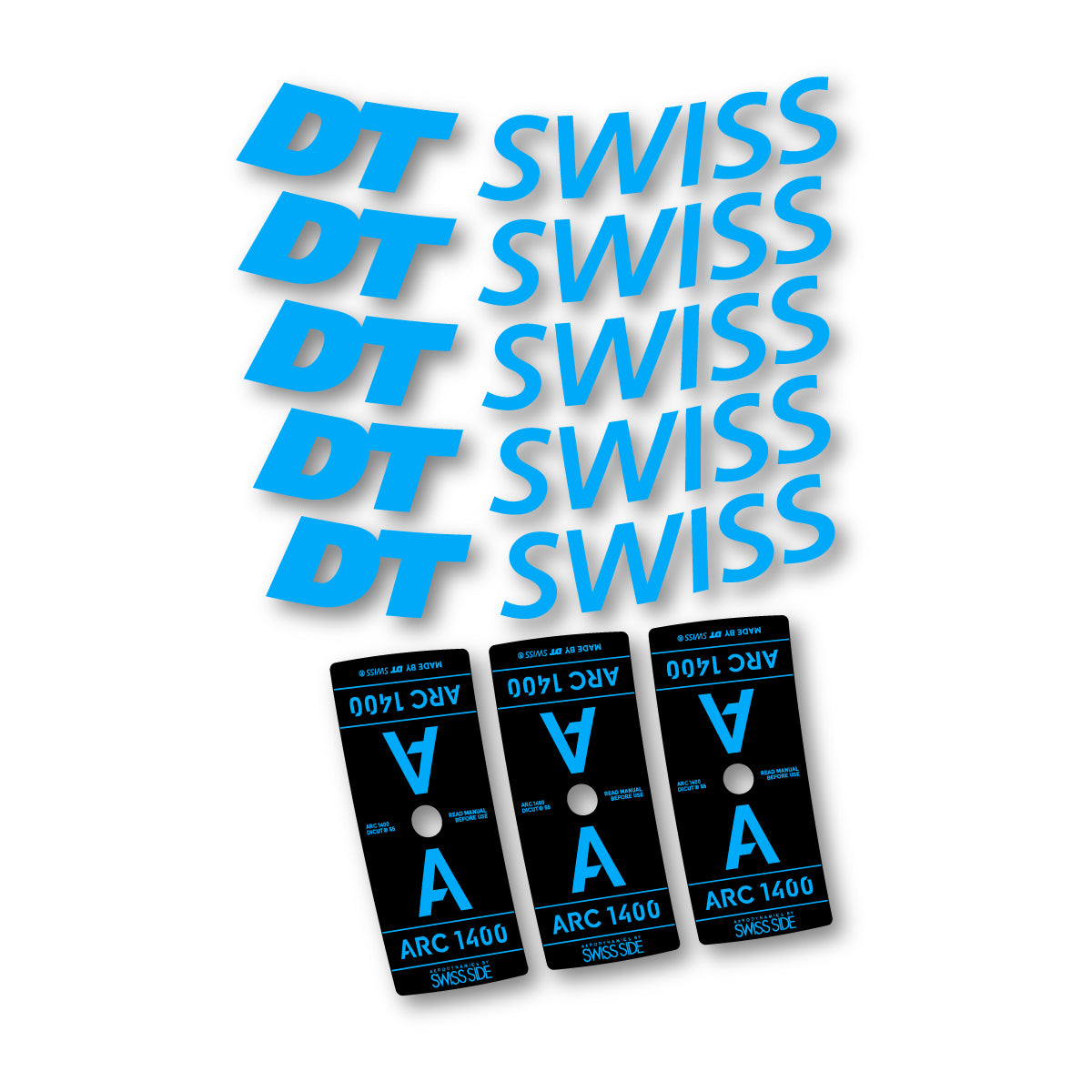 Autocollants vinyle pour jantes DT Swiss ARC 1400 55mm 2025-2026 - Bleu Ciel