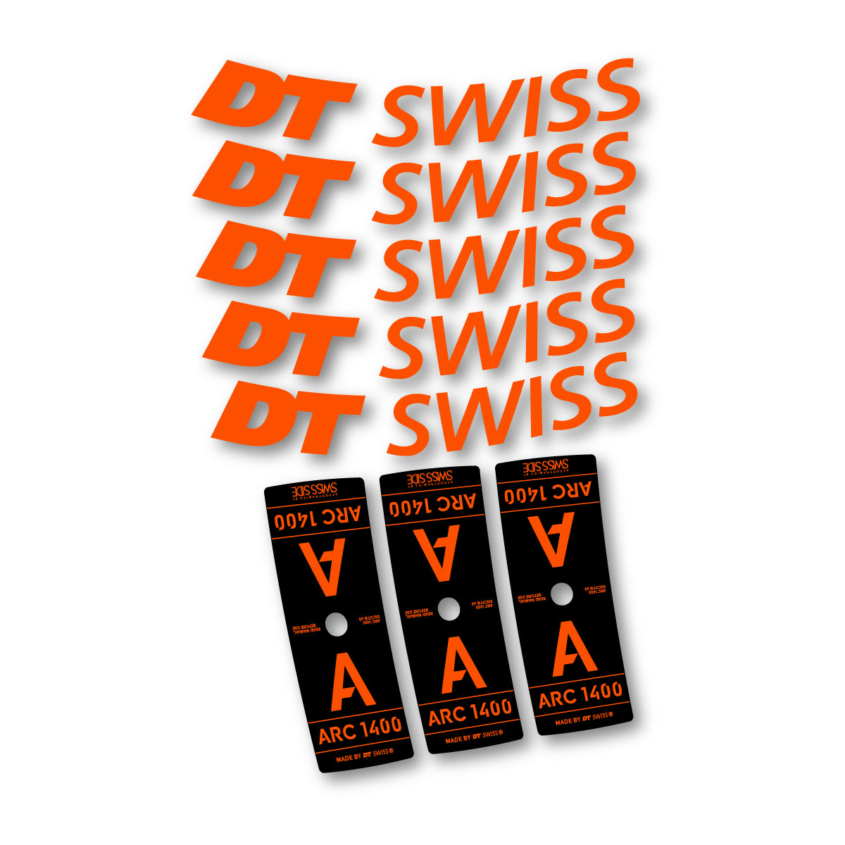 Autocollants vinyle pour jantes DT Swiss ARC 1400 65mm 2025-2026 - Orange