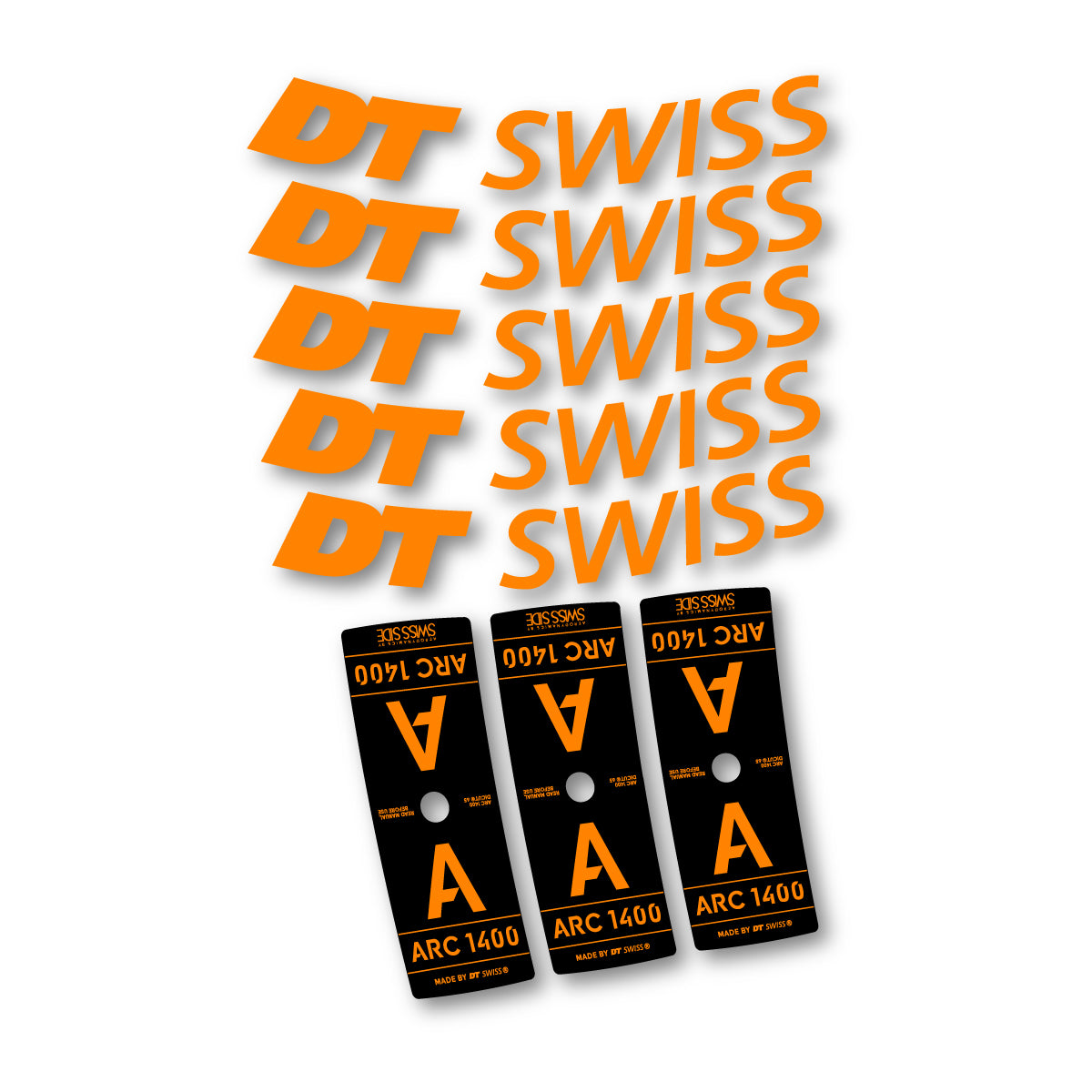 Autocollants vinyle pour jantes DT Swiss ARC 1400 65mm 2025-2026 - Orange Clair Fluo