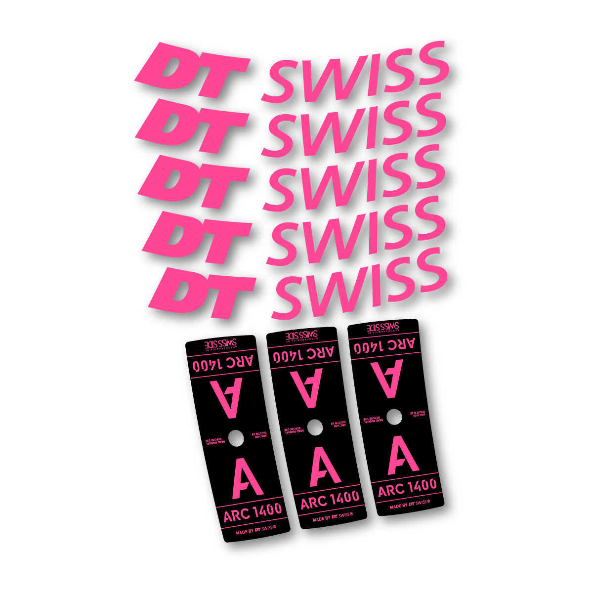 Autocollants vinyle pour jantes DT Swiss ARC 1400 65mm 2025-2026 - Rose Bonbon