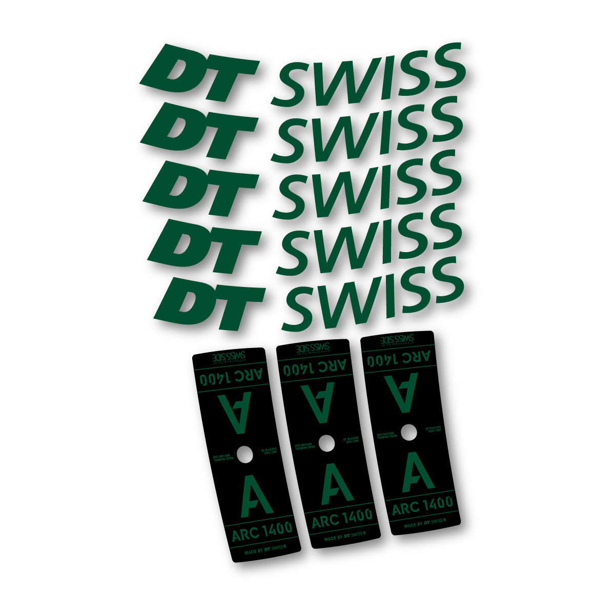 Autocollants vinyle pour jantes DT Swiss ARC 1400 65mm 2025-2026 - Vert Foncé
