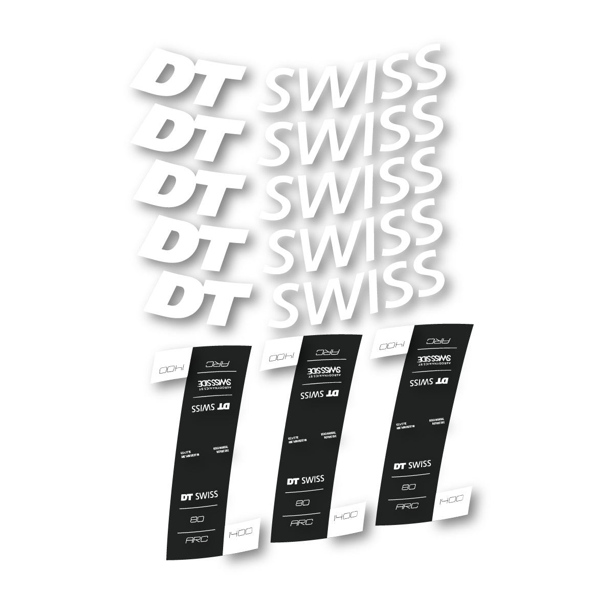 Autocollants vinyle pour jantes DT Swiss ARC 1400 80mm 2020-2026 - Blanc