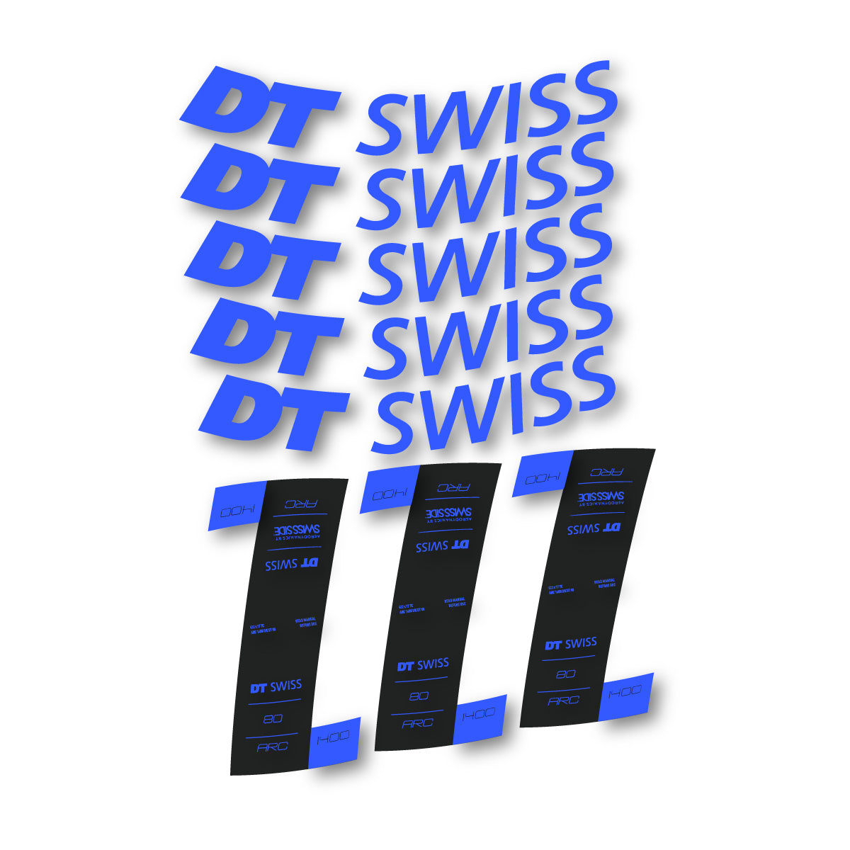Autocollants vinyle pour jantes DT Swiss ARC 1400 80mm 2020-2026 - Bleu