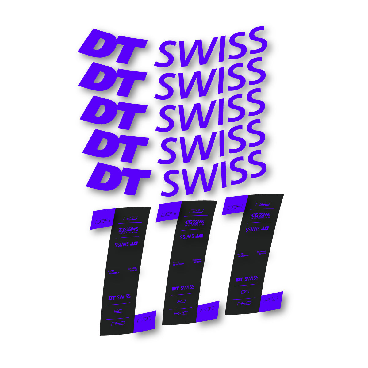 Autocollants vinyle pour jantes DT Swiss ARC 1400 80mm 2020-2026 - Bleu Reflex