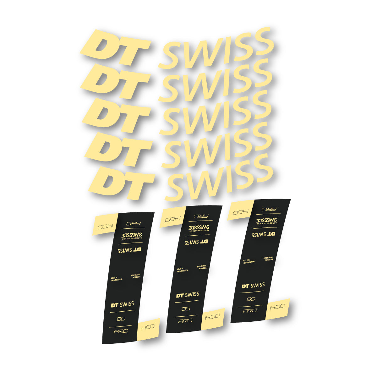 Autocollants vinyle pour jantes DT Swiss ARC 1400 80mm 2020-2026 - Crème