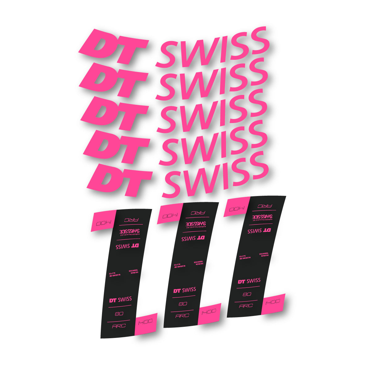Autocollants vinyle pour jantes DT Swiss ARC 1400 80mm 2020-2026 - Rose Bonbon
