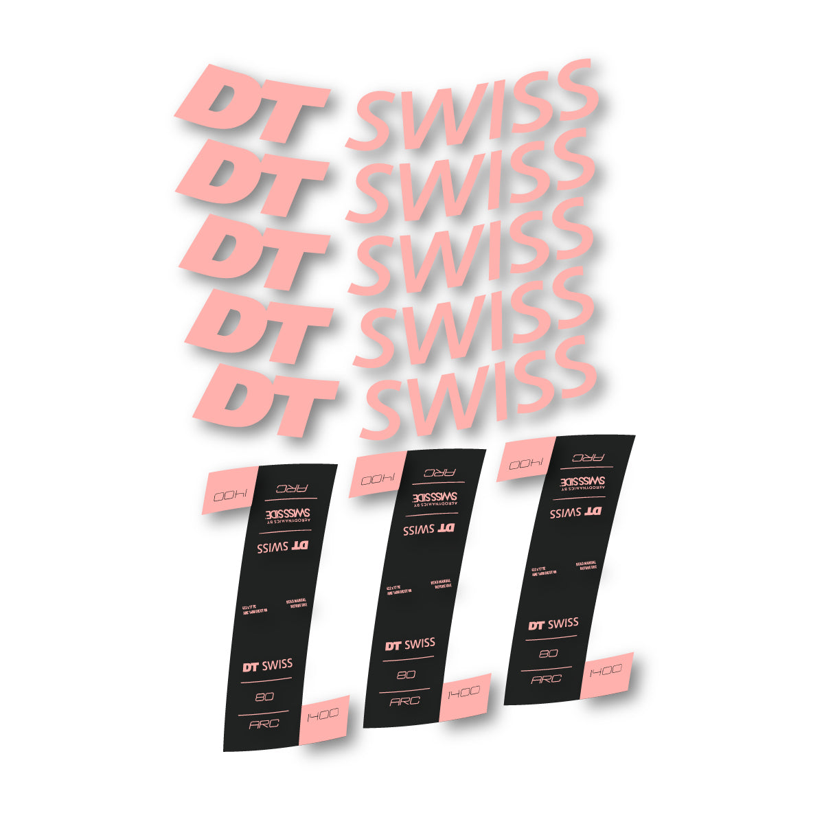 Autocollants vinyle pour jantes DT Swiss ARC 1400 80mm 2020-2026 - Rose Saumon