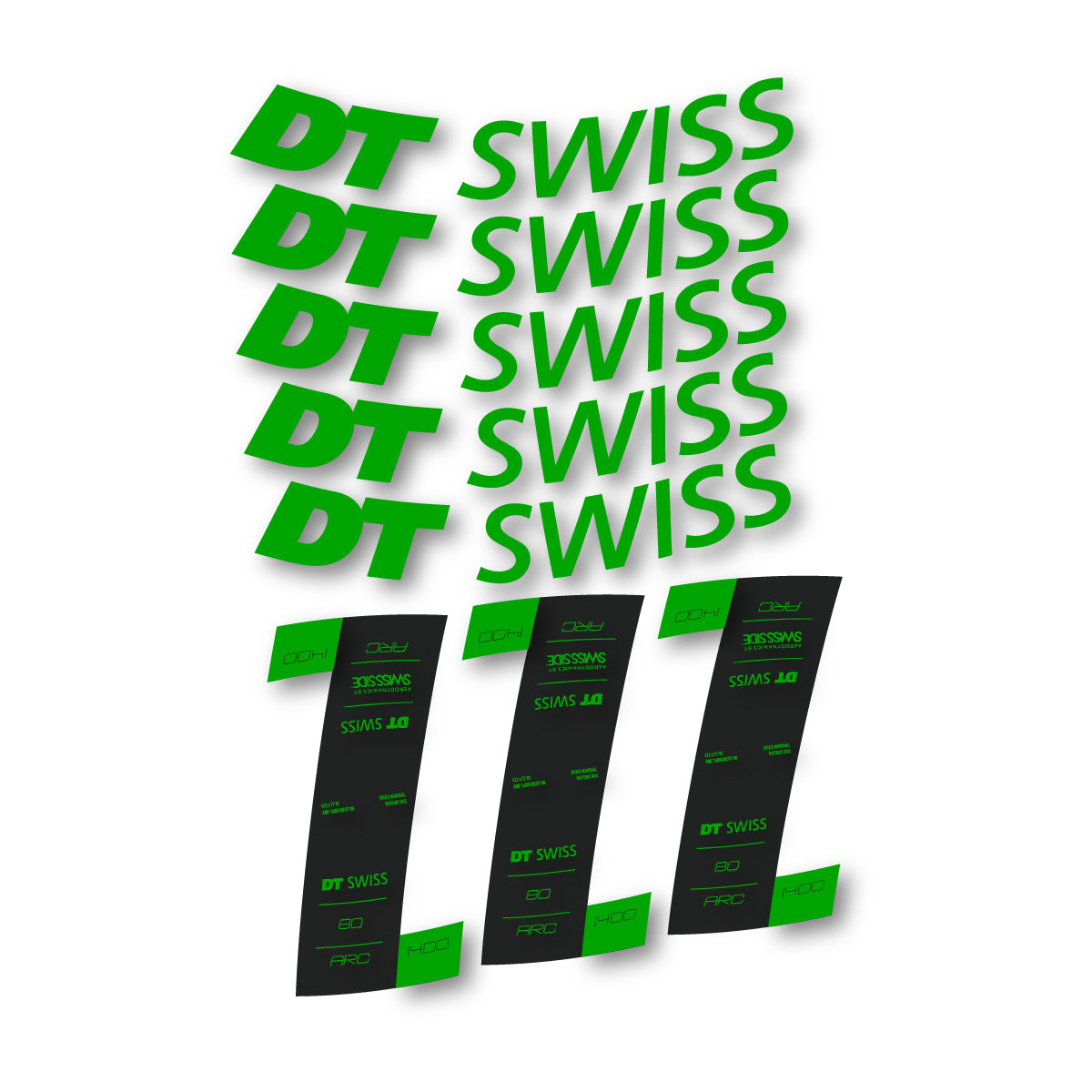 Autocollants vinyle pour jantes DT Swiss ARC 1400 80mm 2020-2026 - Vert