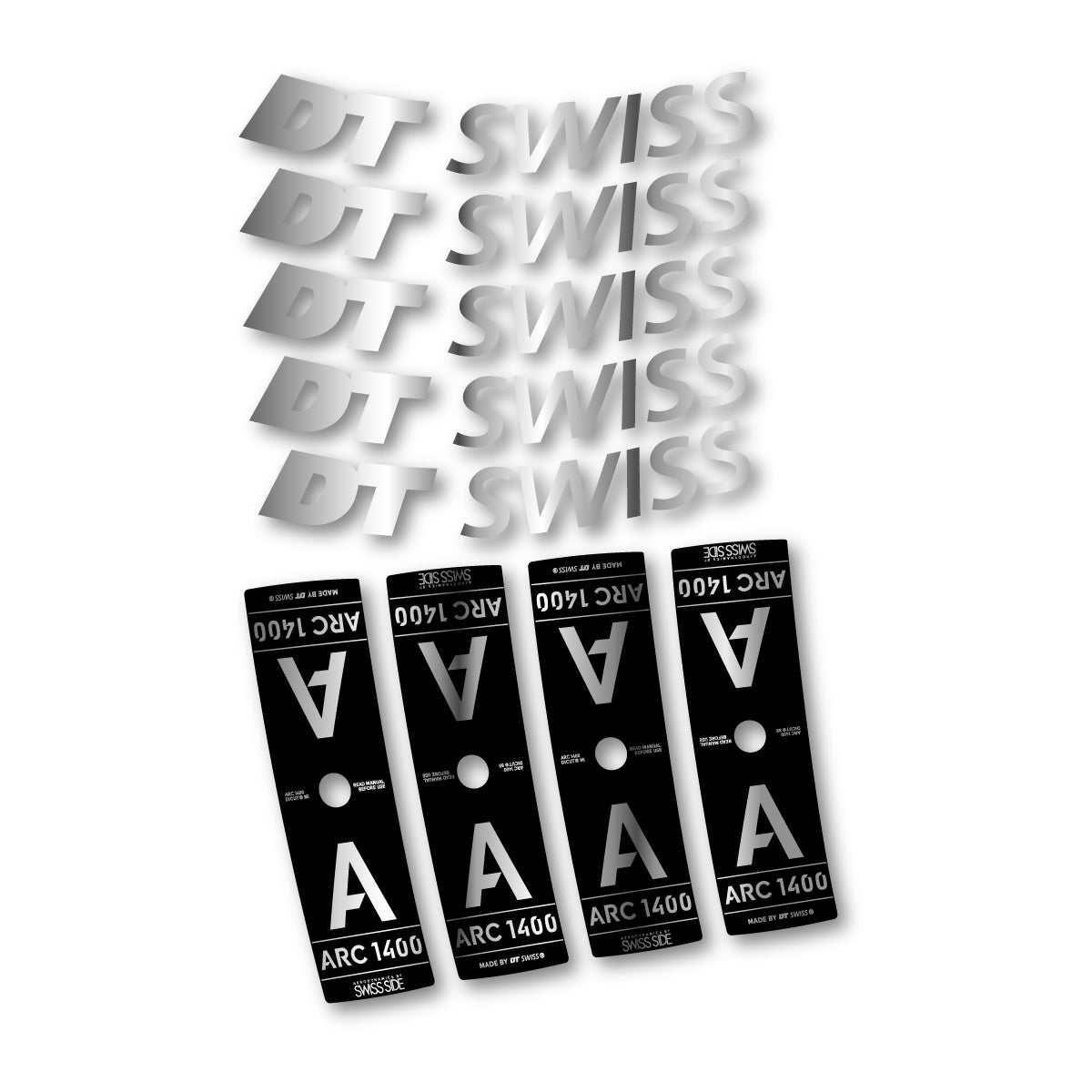 Autocollants vinyle pour jantes DT Swiss ARC 1400 85mm 2025-2026 - Argent Chromé