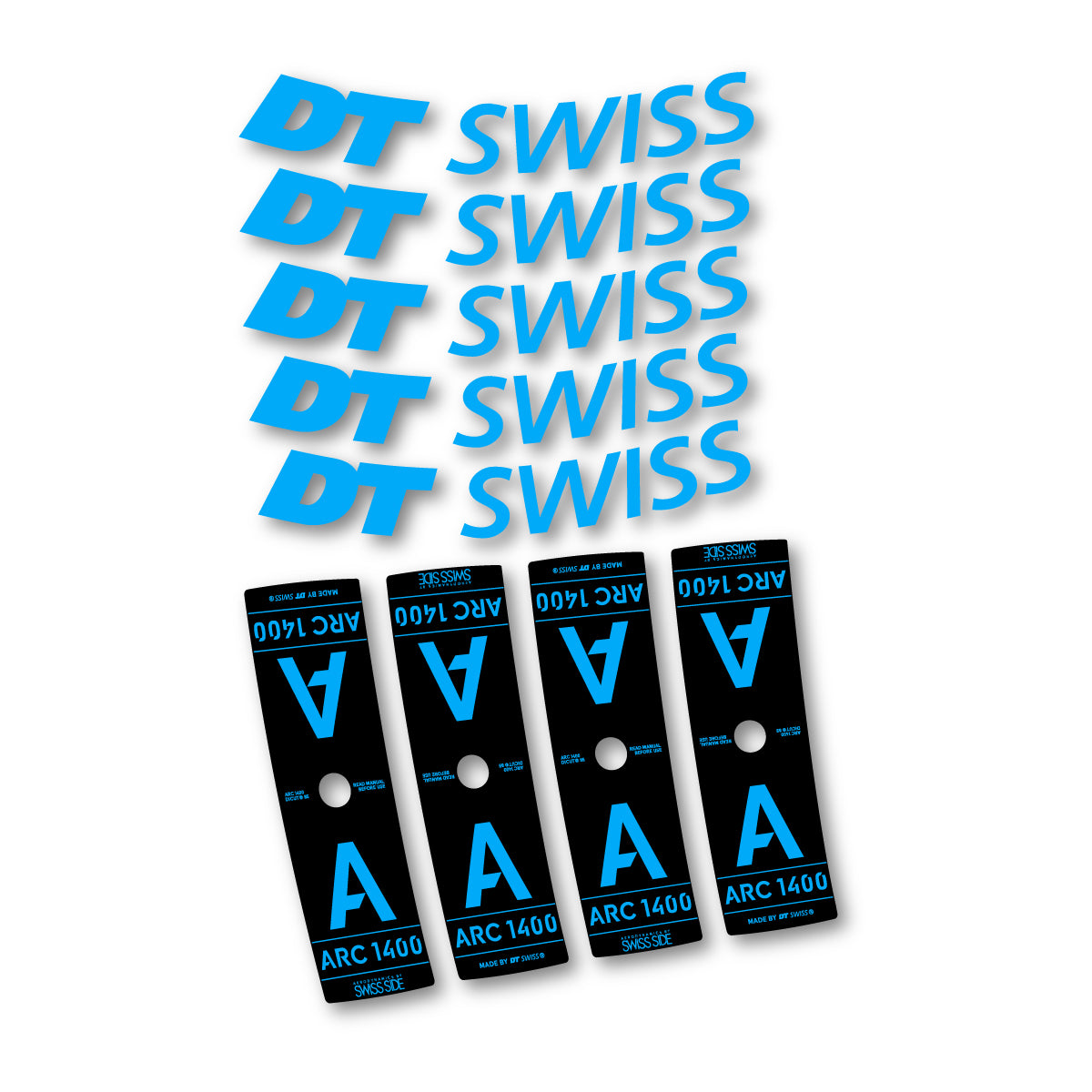 Autocollants vinyle pour jantes DT Swiss ARC 1400 85mm 2025-2026 - Bleu Ciel