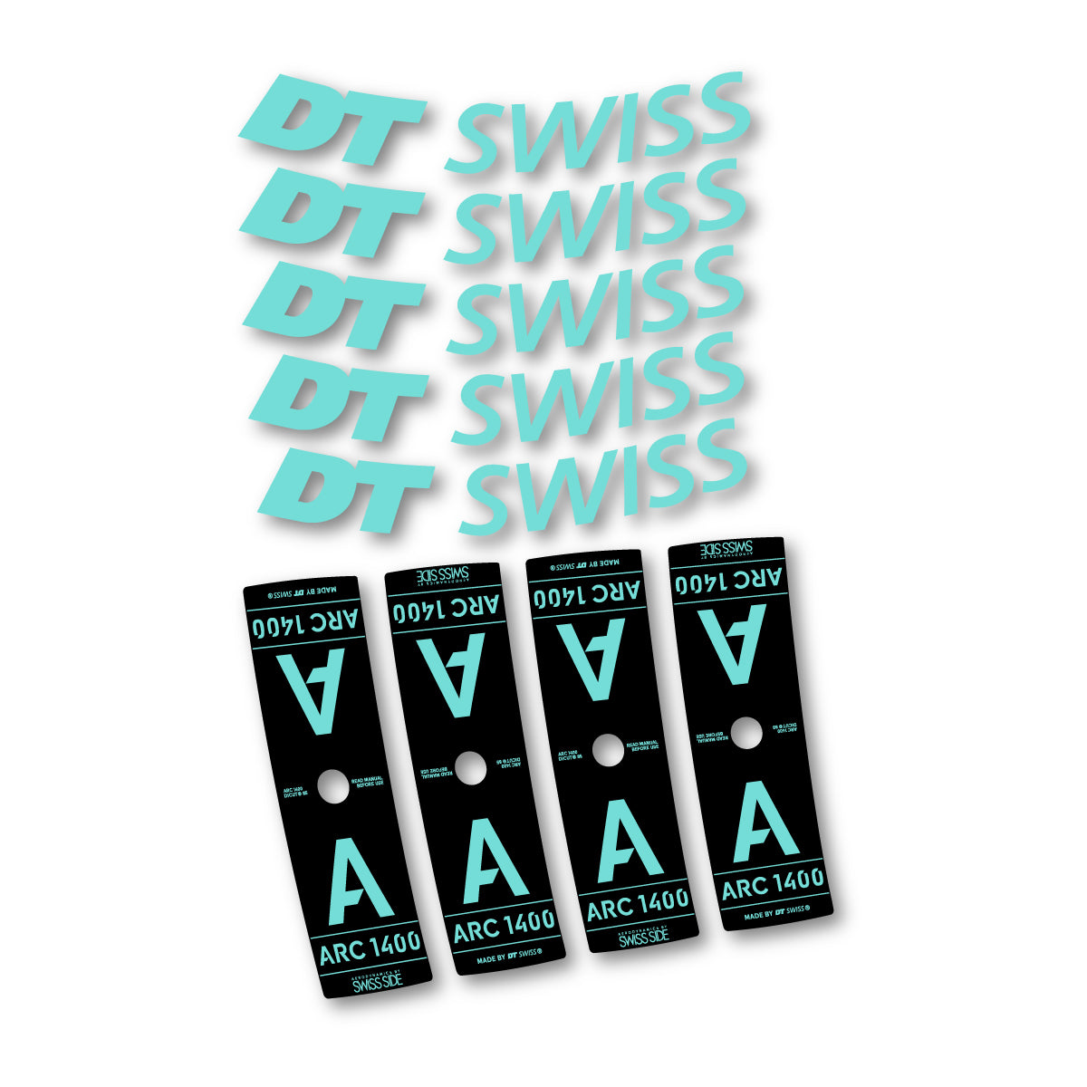 Autocollants vinyle pour jantes DT Swiss ARC 1400 85mm 2025-2026 - Turquoise Clair