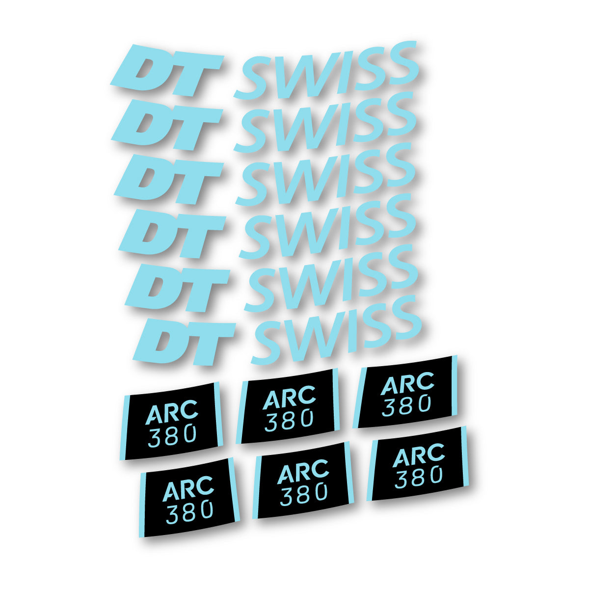 Autocollants vinyle pour jantes DT Swiss ARC 380 2024-2026 - Cyan Glacier