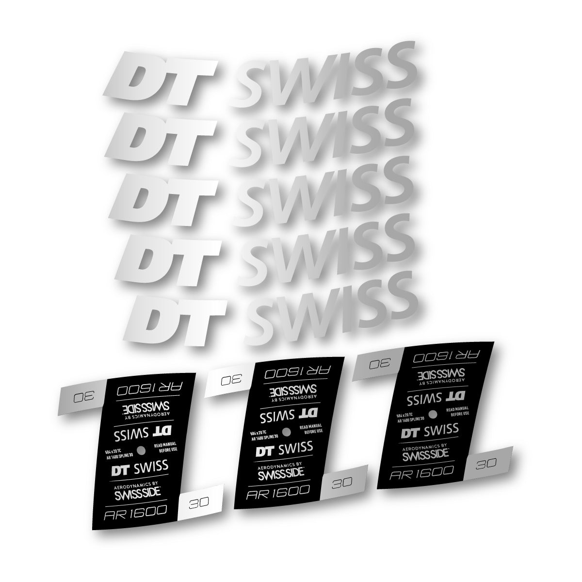 Autocollants vinyle pour jantes DT Swiss AR 1600 30mm 2022-2026 - Argent