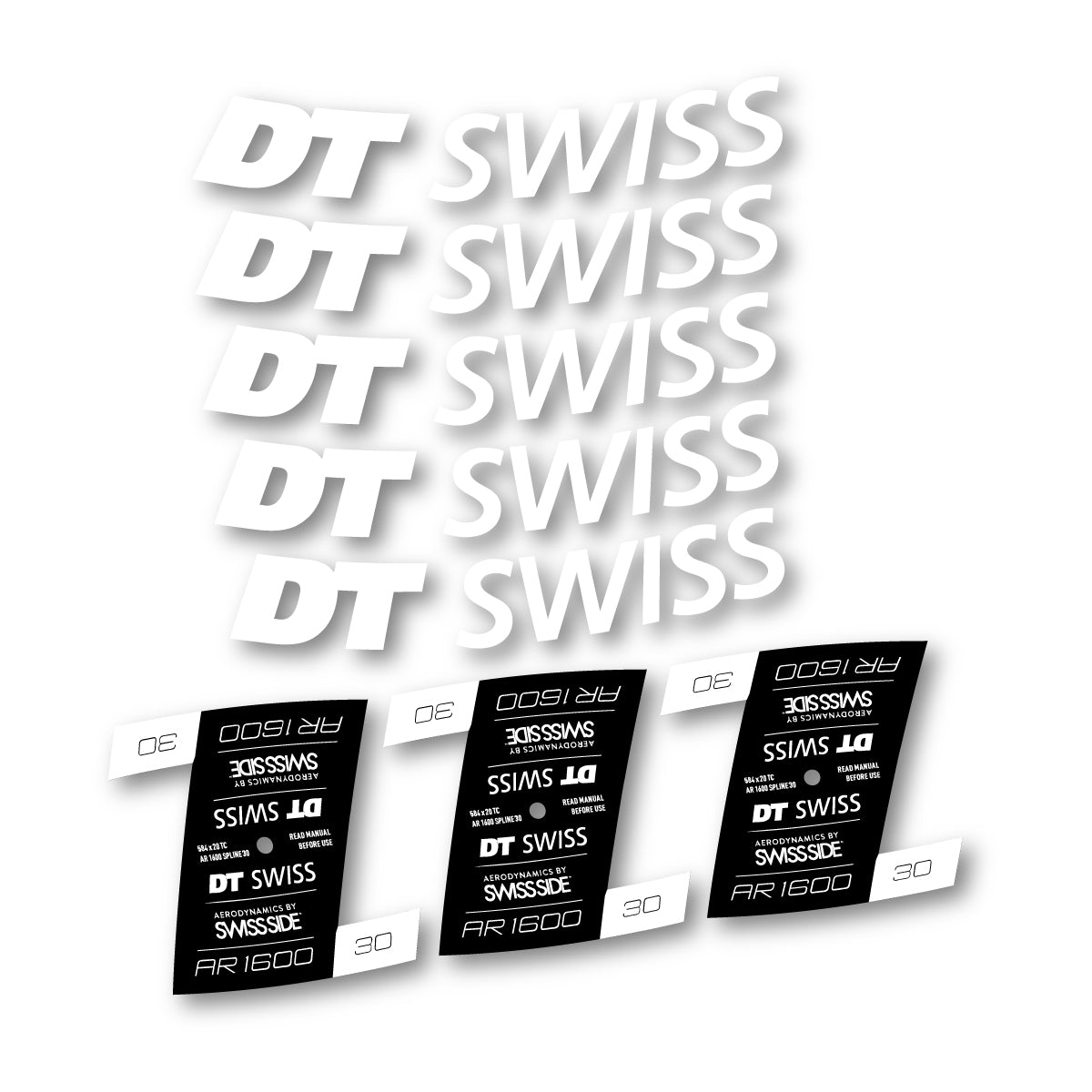Autocollants vinyle pour jantes DT Swiss AR 1600 30mm 2022-2026 - Blanc