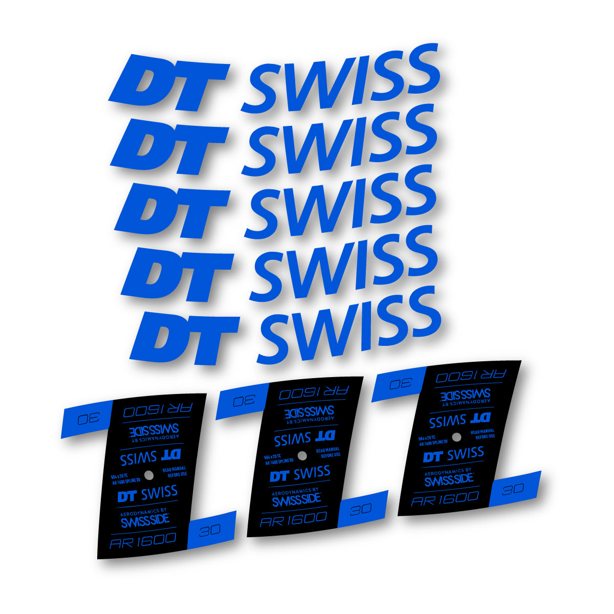 Autocollants vinyle pour jantes DT Swiss AR 1600 30mm 2022-2026 - Bleu Mer