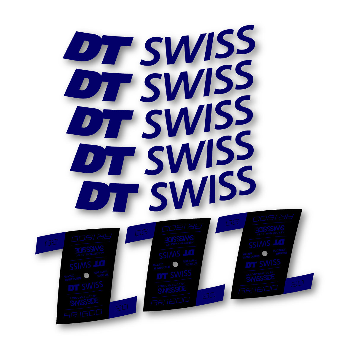 Autocollants vinyle pour jantes DT Swiss AR 1600 30mm 2022-2026 - Bleu Scandinave