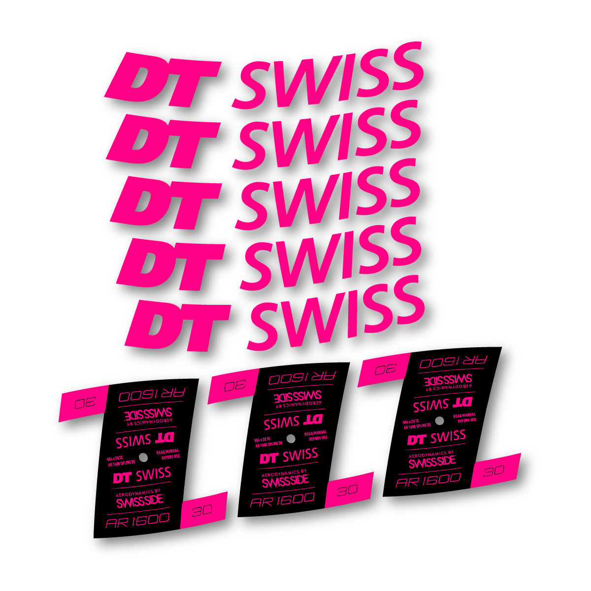 Autocollants vinyle pour jantes DT Swiss AR 1600 30mm 2022-2026 - Fuchsia