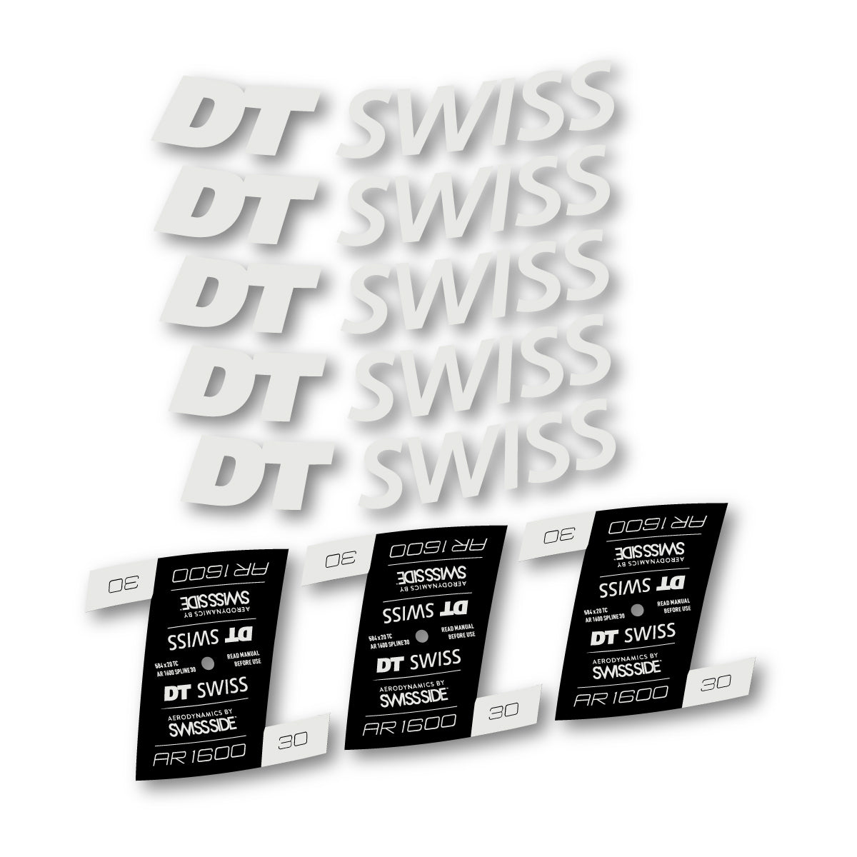 Autocollants vinyle pour jantes DT Swiss AR 1600 30mm 2022-2026 - Gris Perle
