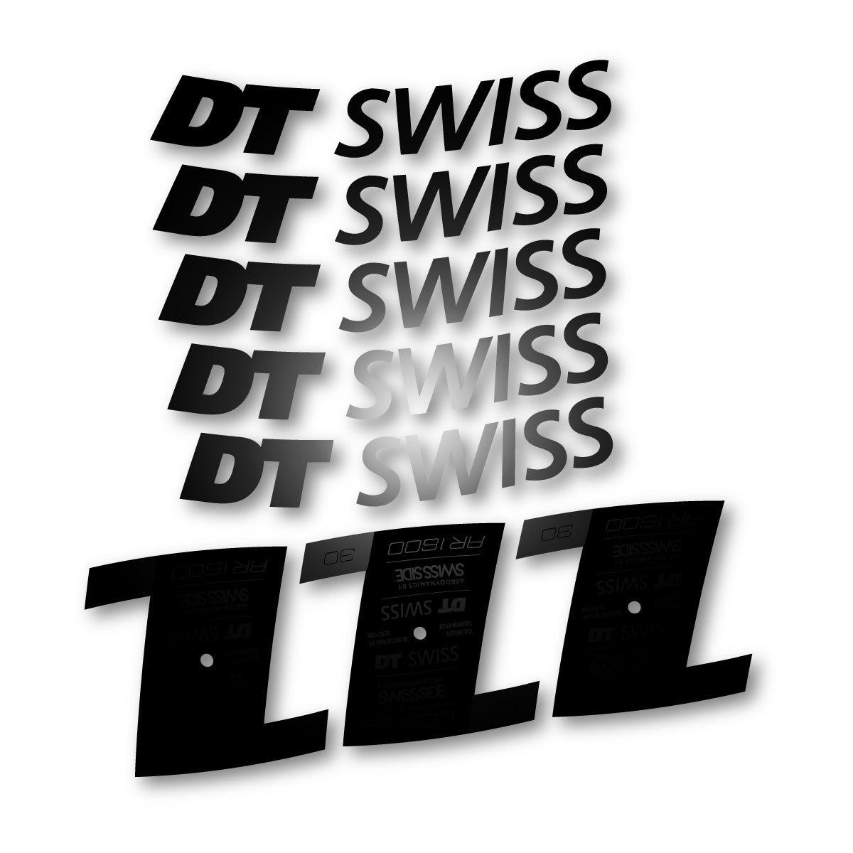 Autocollants vinyle pour jantes DT Swiss AR 1600 30mm 2022-2026 - Noir