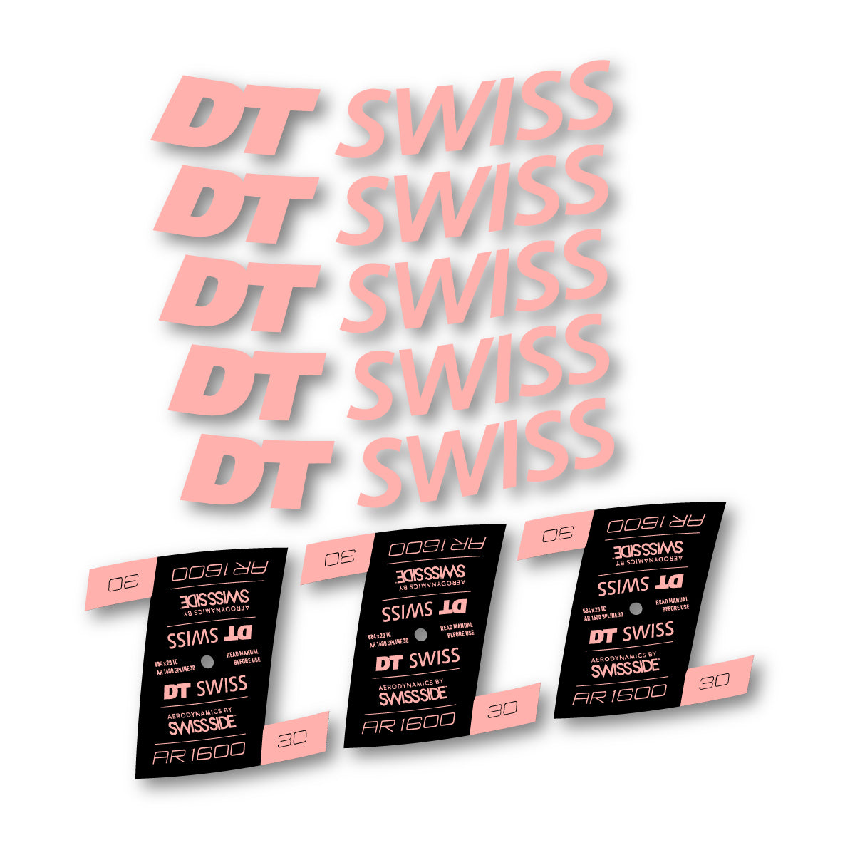 Autocollants vinyle pour jantes DT Swiss AR 1600 30mm 2022-2026 - Rose Saumon