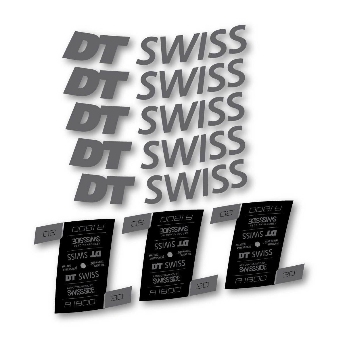 Autocollants vinyle pour jantes DT Swiss A 1800 2022-2025 - Gris Mystique