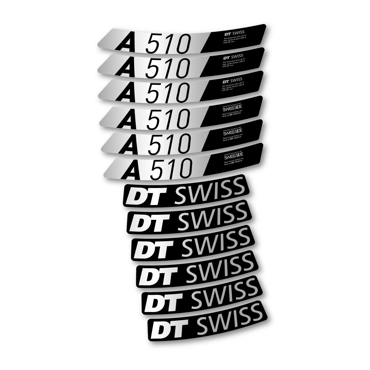 Autocollants vinyle pour jantes DT Swiss A 510 2024-2026 - Argent