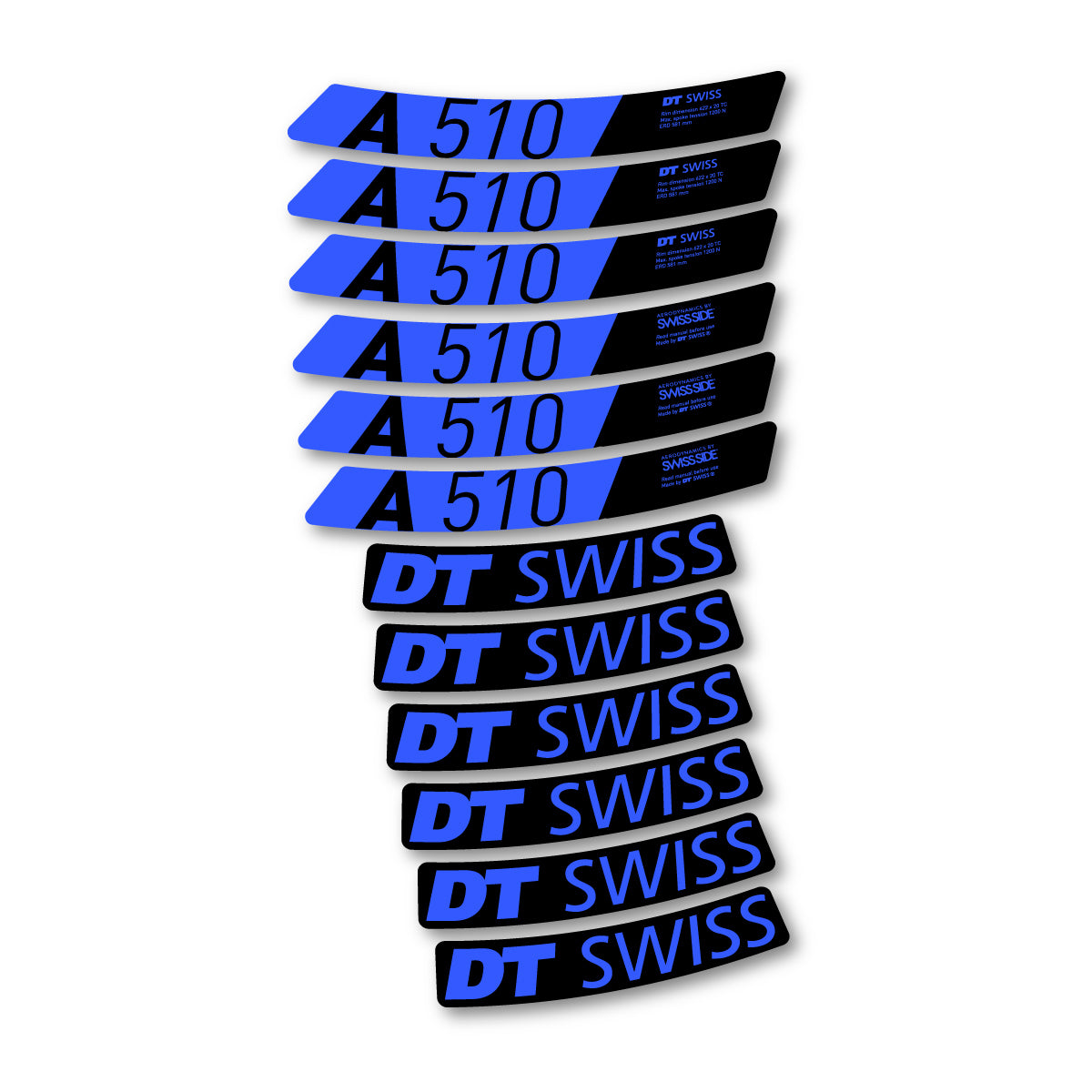 Autocollants vinyle pour jantes DT Swiss A 510 2024-2026 - Bleu