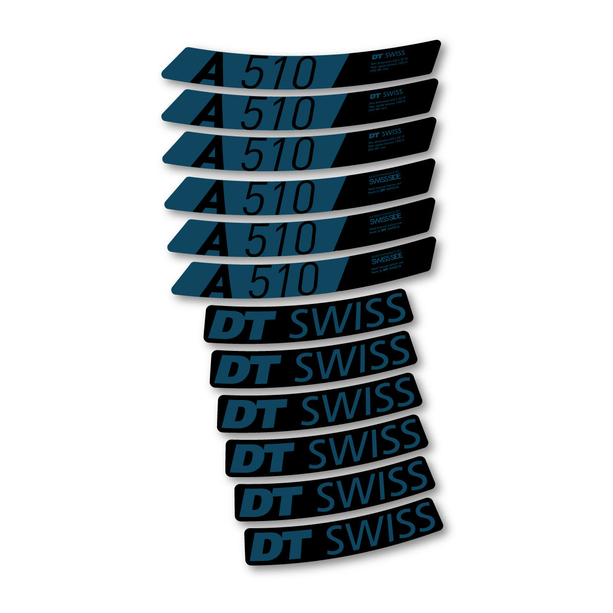 Autocollants vinyle pour jantes DT Swiss A 510 2024-2026 - Bleu Lac Foncé