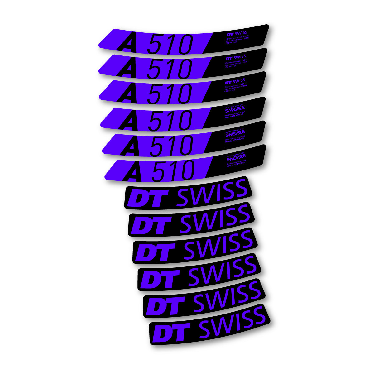 Autocollants vinyle pour jantes DT Swiss A 510 2024-2026 - Bleu Reflex