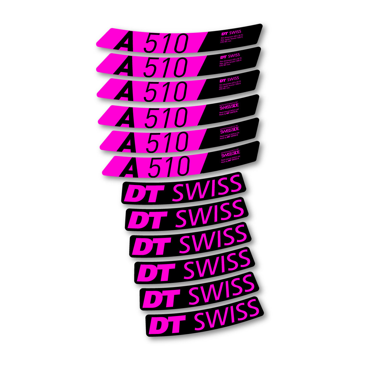 Autocollants vinyle pour jantes DT Swiss A 510 2024-2026 - Fuchsia Fluo