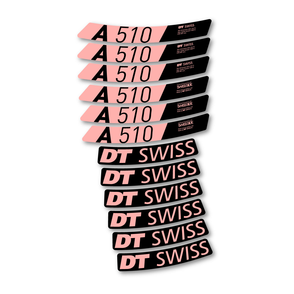 Autocollants vinyle pour jantes DT Swiss A 510 2024-2026 - Rose Saumon