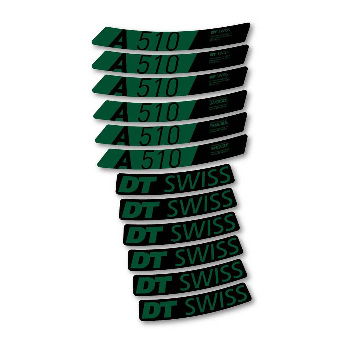 Autocollants vinyle pour jantes DT Swiss A 510 2024-2026 - Vert Foncé