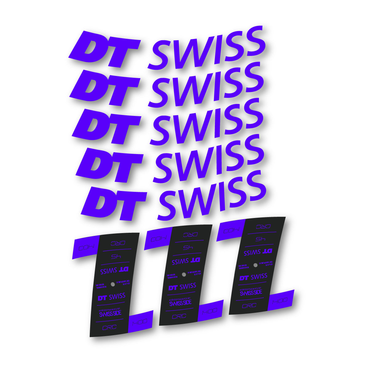Autocollants vinyle pour jantes DT Swiss CRC 1400 45mm 2021-2026 - Bleu Reflex