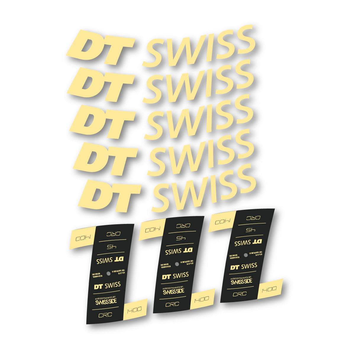 Autocollants vinyle pour jantes DT Swiss CRC 1400 45mm 2021-2026 - Crème
