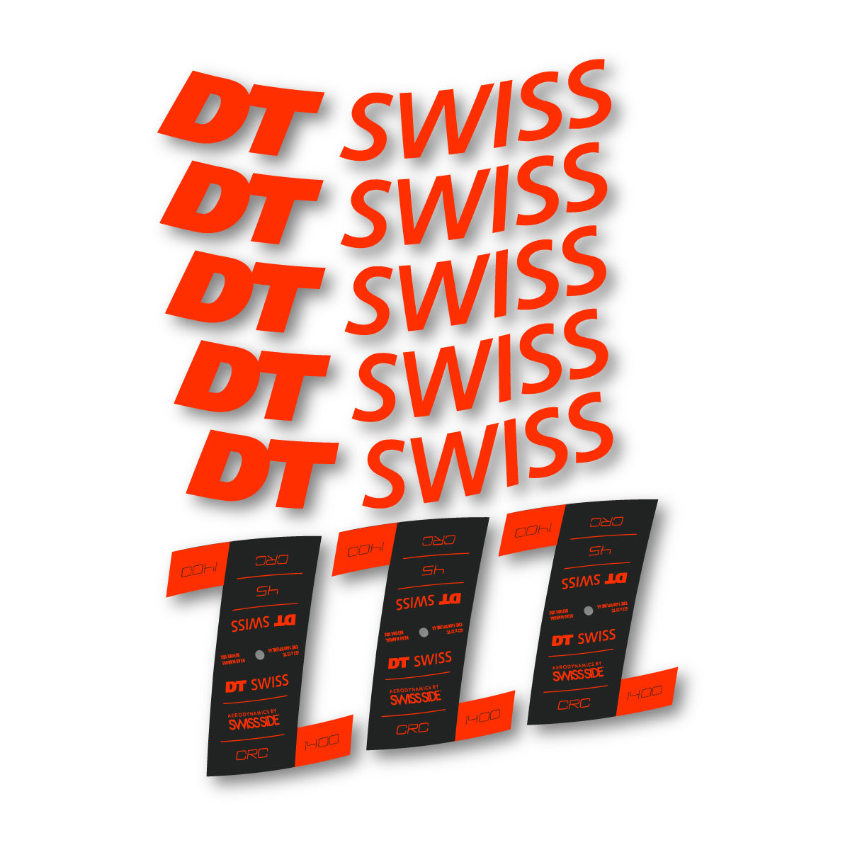 Autocollants vinyle pour jantes DT Swiss CRC 1400 45mm 2021-2026 - Orange KTM