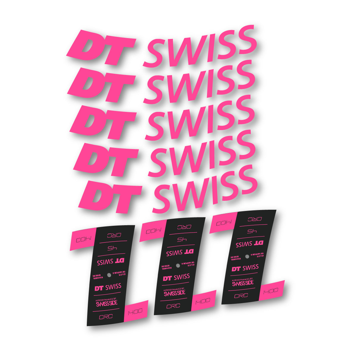 Autocollants vinyle pour jantes DT Swiss CRC 1400 45mm 2021-2026 - Rose Bonbon