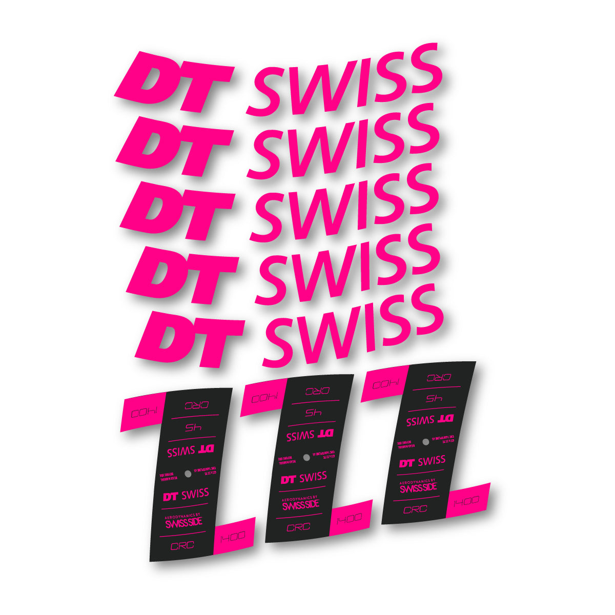 Autocollants vinyle pour jantes DT Swiss CRC 1400 45mm 2021-2026 - Rose Fluo