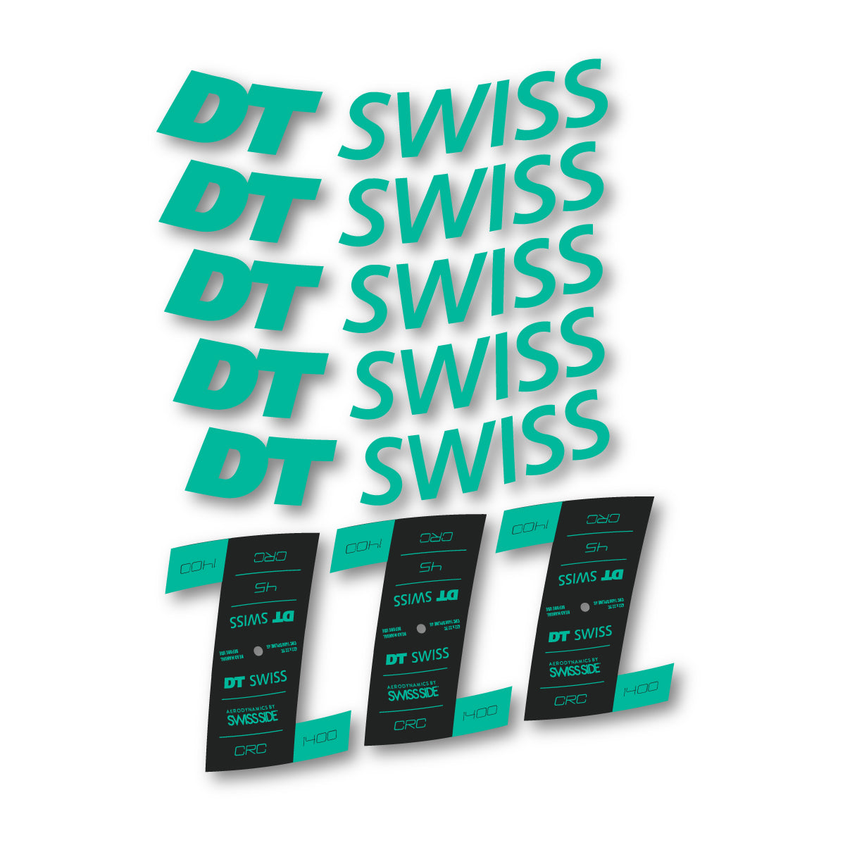Autocollants vinyle pour jantes DT Swiss CRC 1400 45mm 2021-2026 - Turquoise Vert