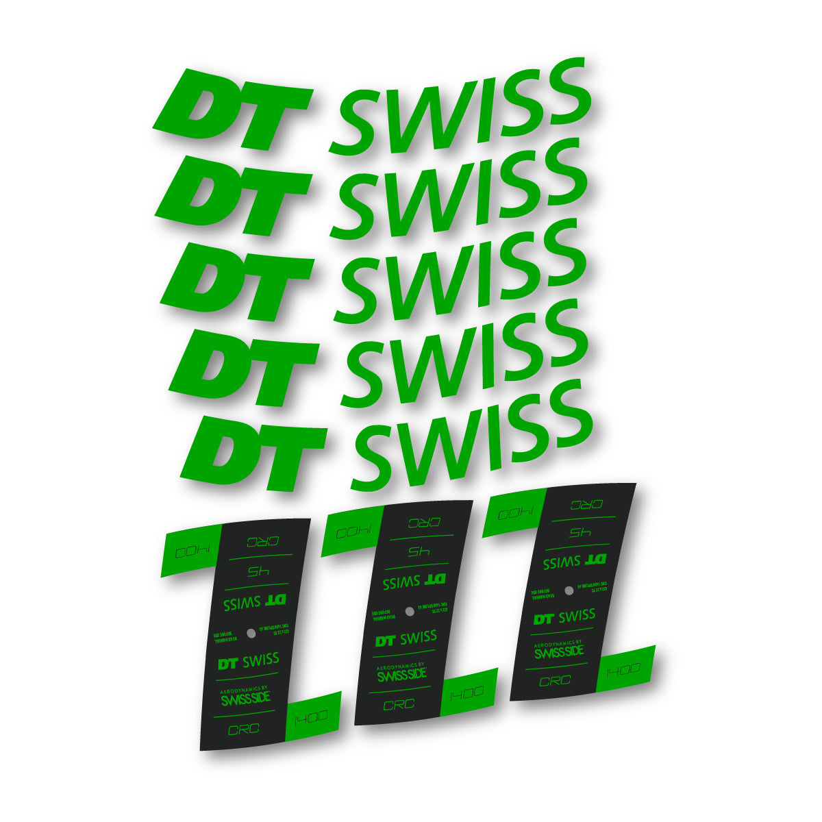 Autocollants vinyle pour jantes DT Swiss CRC 1400 45mm 2021-2026 - Vert